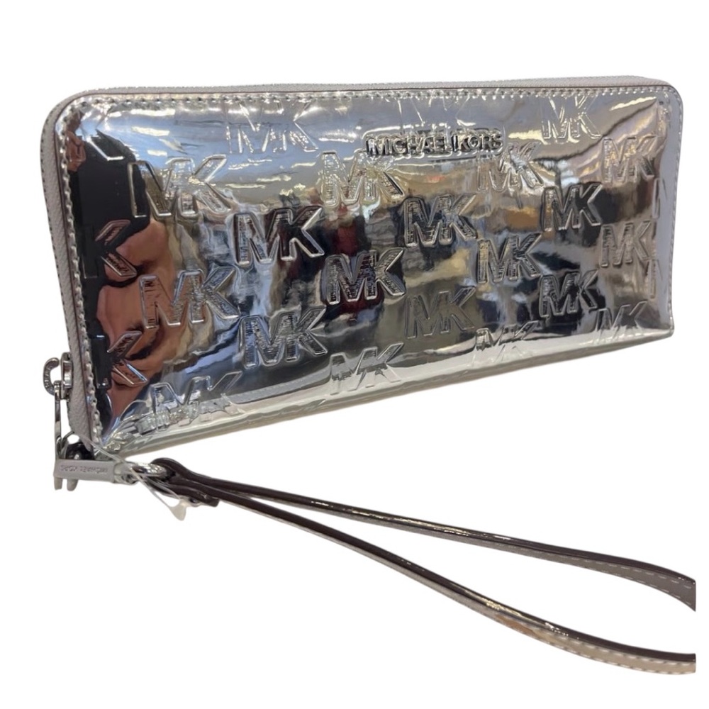 Michael Kors Metallic Silver Zip Wallet